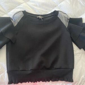 Pretty dressy black top with sheer shoulders